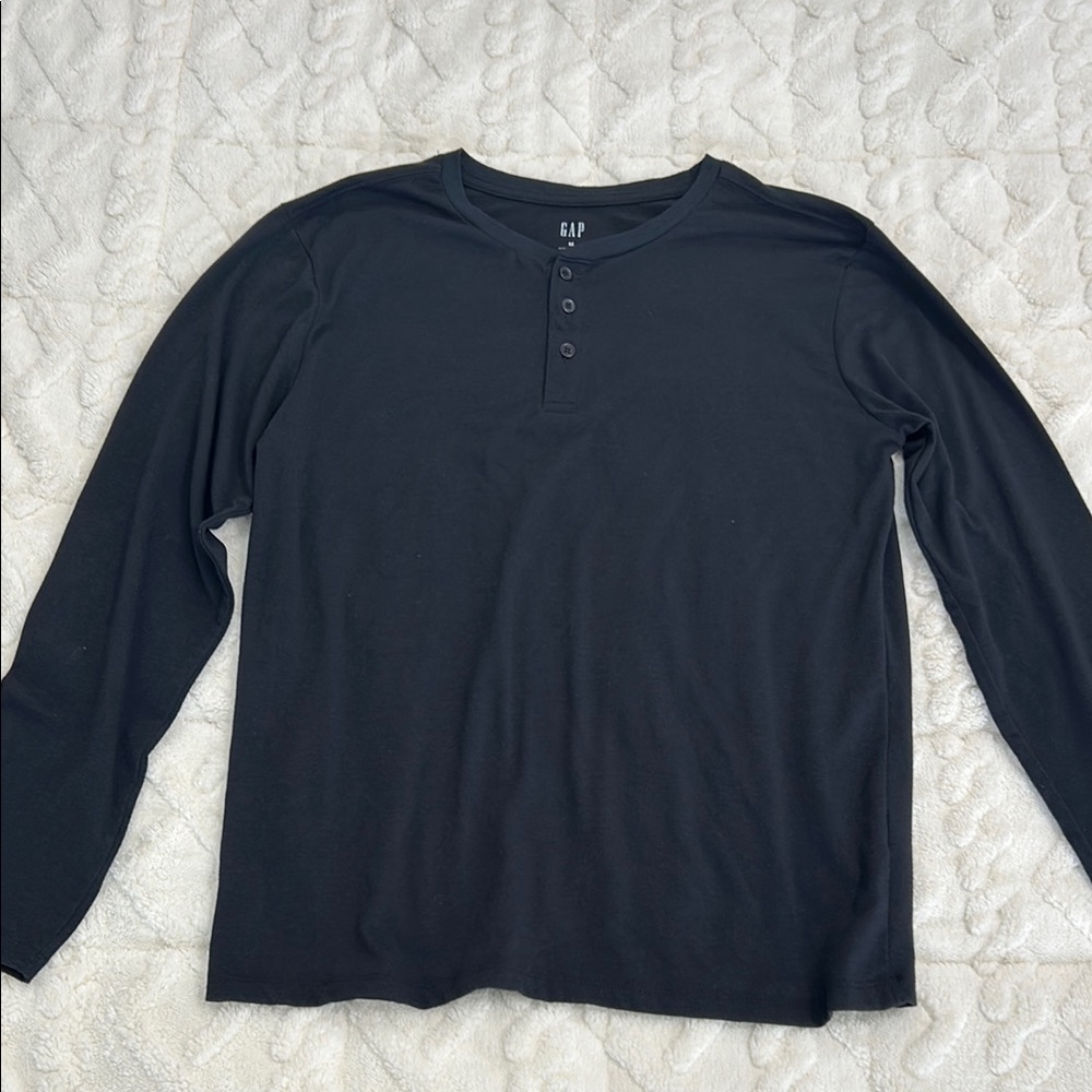 GAP Black Long Sleeve Henley Shirt